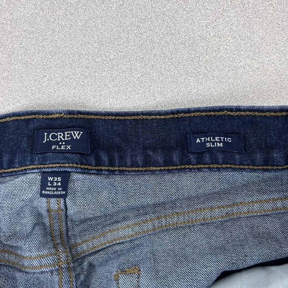 J.Crew Jeans Mens 35x34 Blue Dark Wash‎ Athletic Slim Flex Stretch Reimagined